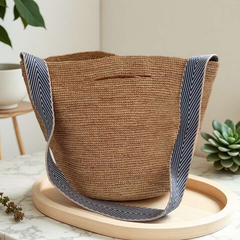 Crochet Bag Raffia - Neue Raffia Regenbogen Bucket Bag, Gehäkelte